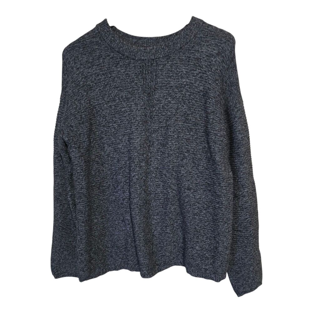 Pure Jill Women’s Size Medium Gray & Black Cotton Nylon Sweater Knit Crewneck